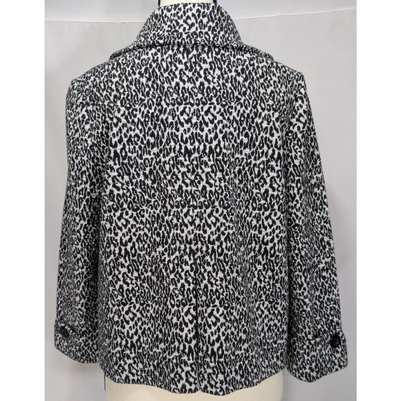 Charter Club Petite Leopard Print Button Jacket Black White Womens Medium - Picture 2 of 8